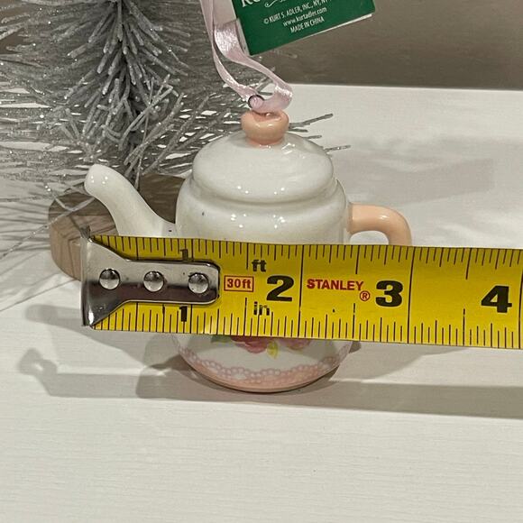 Kurt Adler Boho Chic Floral Teatime Teapot Tra Pot  Ornament - Picture 7 of 8